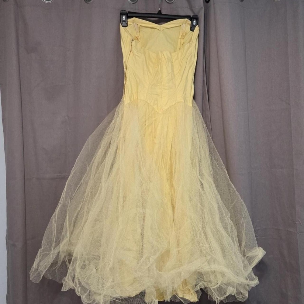 Vintage Yellow Prom Dress - Picture 4 of 6